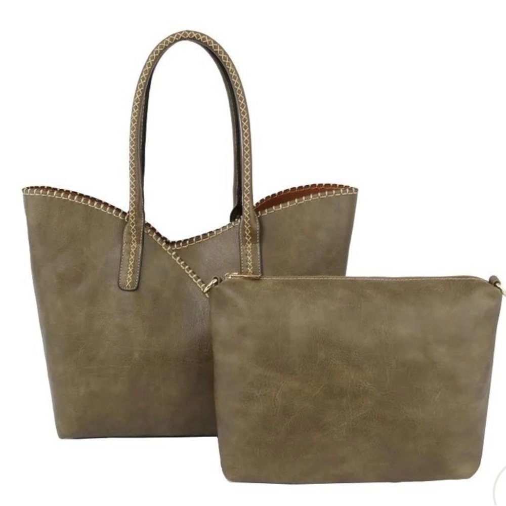 NWT 2 in 1 Green Smart Tote Bag Set with Removable Inner Crossbody Pouch